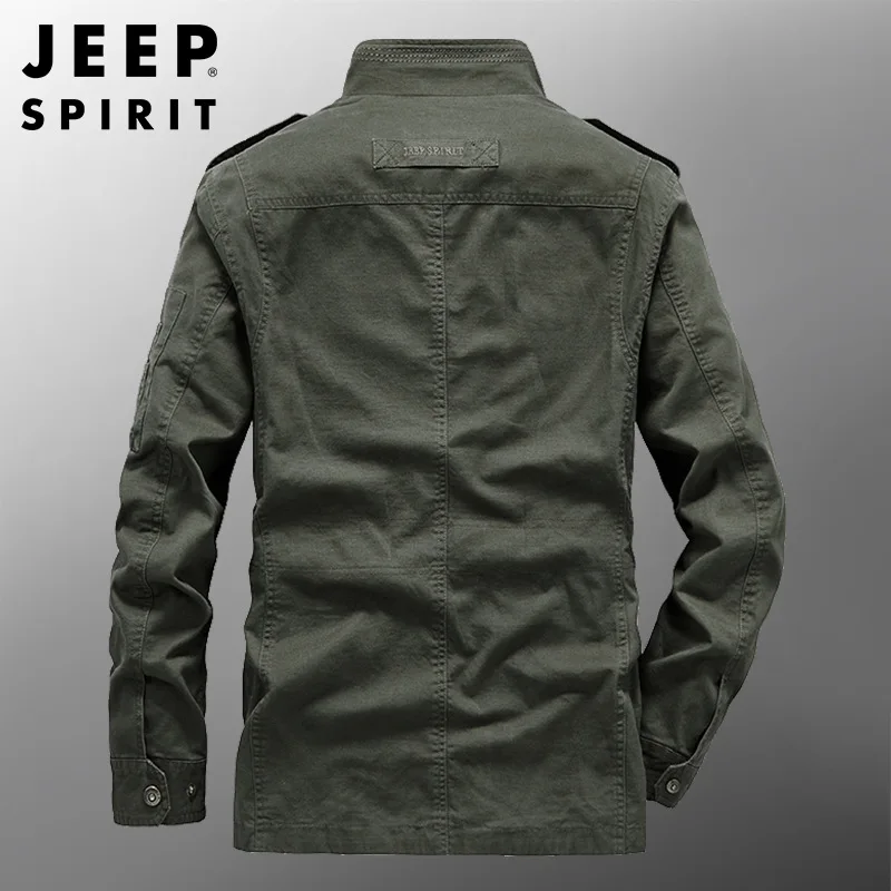 JEEP SPIRIT jacket men spring autumn cotton casual loose stand-up collar multi-bag middle-aged and young embroidered clothes