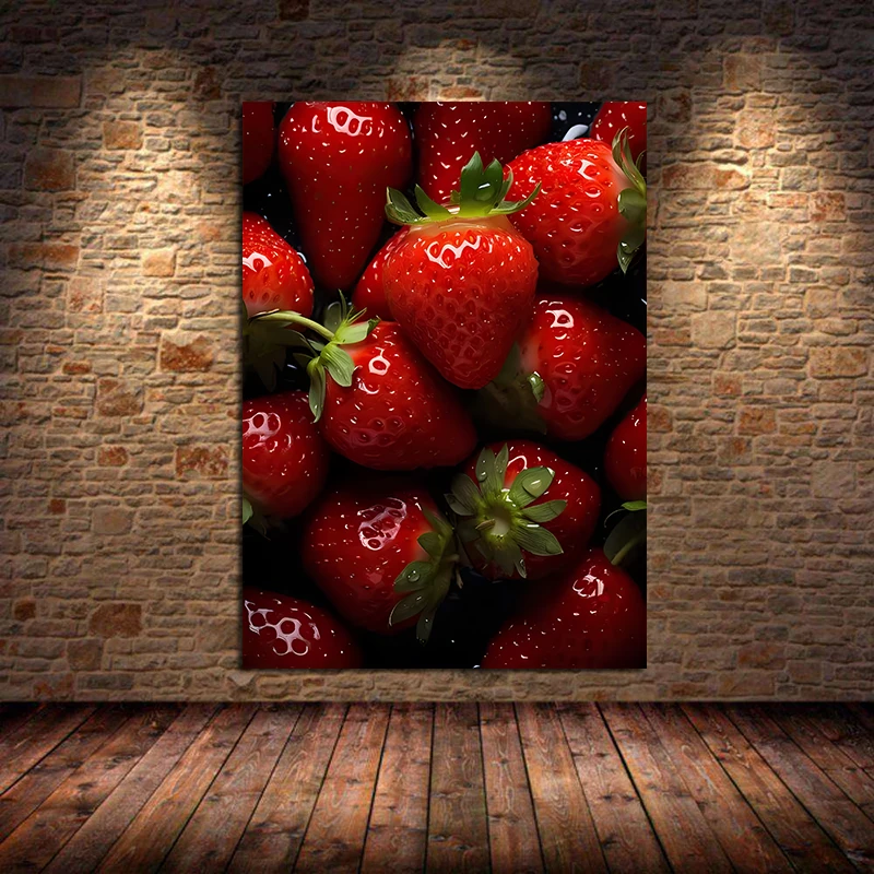 Food Fruit Series Orange Peppers Strawberry Apple Kiwi Art Poster Canvas Painting Wall Prints Picture for Kitchen Home Decor