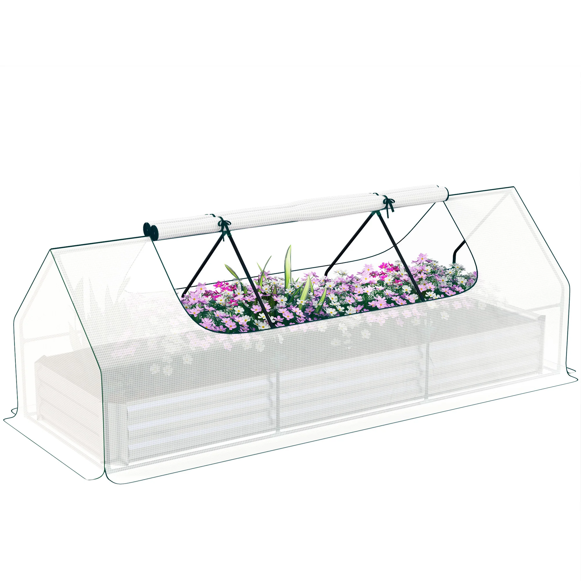 8.6 x 3 x 1ft Raised Garden Bed with Mini Greenhouse, White