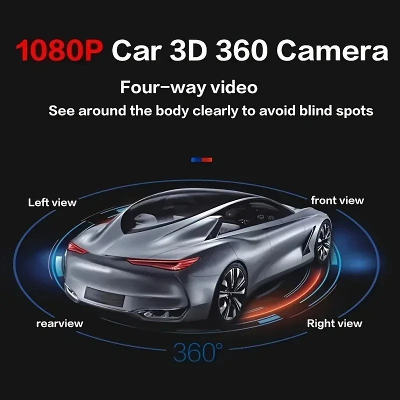 Queender 360° Surround Bird View Car Camera Panoramic Left Right Front Rear 4-way Camera for Car Android Player AHD1080P