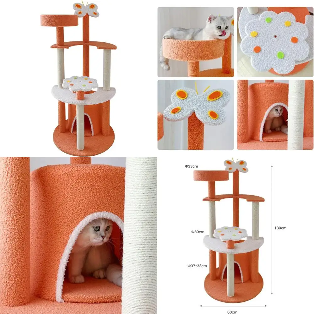 

Multi-Layer Cat Climbing Tower with Sisal Rope and Condo, Durable Cat Furniture for Feline Play and Rest
