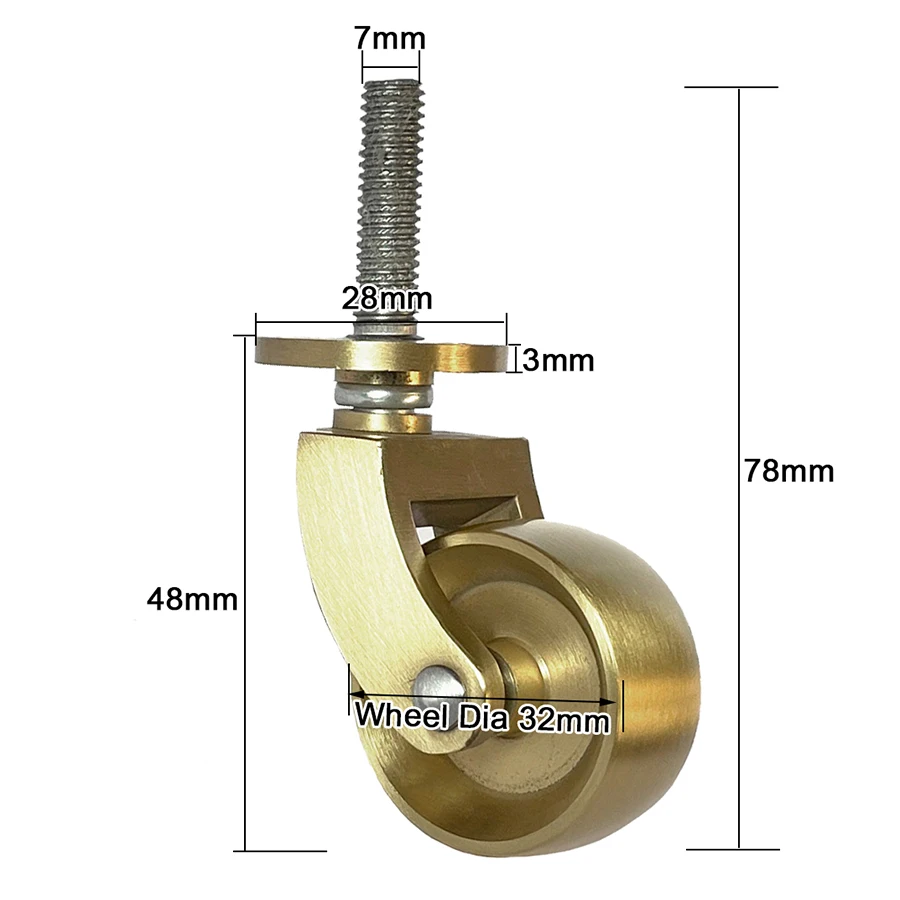 HOT 4PCS Solid Brass Wheel Universal Furniture Casters Table Chair Sofa Bar Piano Feet Rollers Flexible Rotation Pulleys Runners