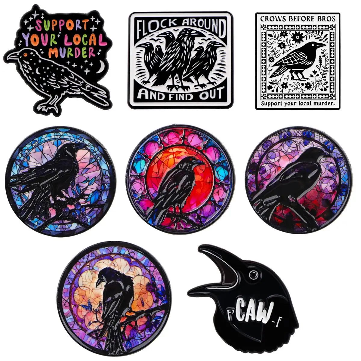 Black Crow Enamel Pin Cartoon Bird Brooch For Coat Women's Brooches Fashion Lapel Badges Jewelry Halloween Decoration Gift
