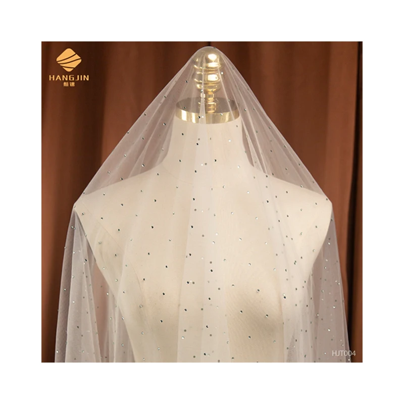 

Bestex High Quality Rhinestone Mesh Fabric Elastic Diamond Shiny Crystal Star Tulle Fabric for Nightclub Dress by The Yard