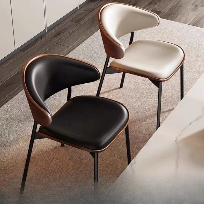 Italian dining household modern simple light luxury dining table chair solid wood designer hotel reception negotiation stool