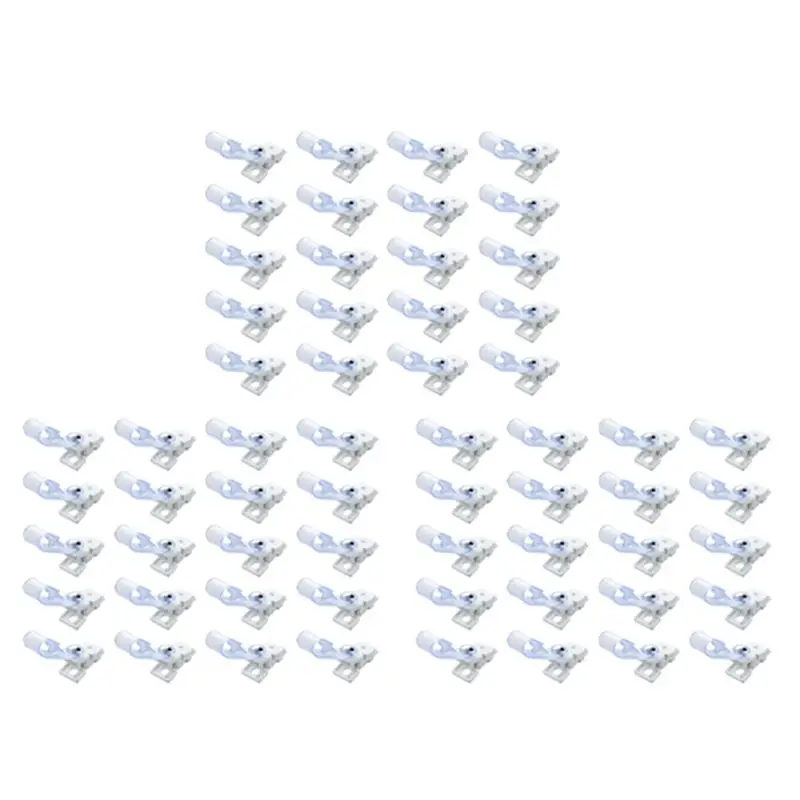60 Pcs Plastic ID Card Name Tag Holder Badge Strap Clip White Clear
