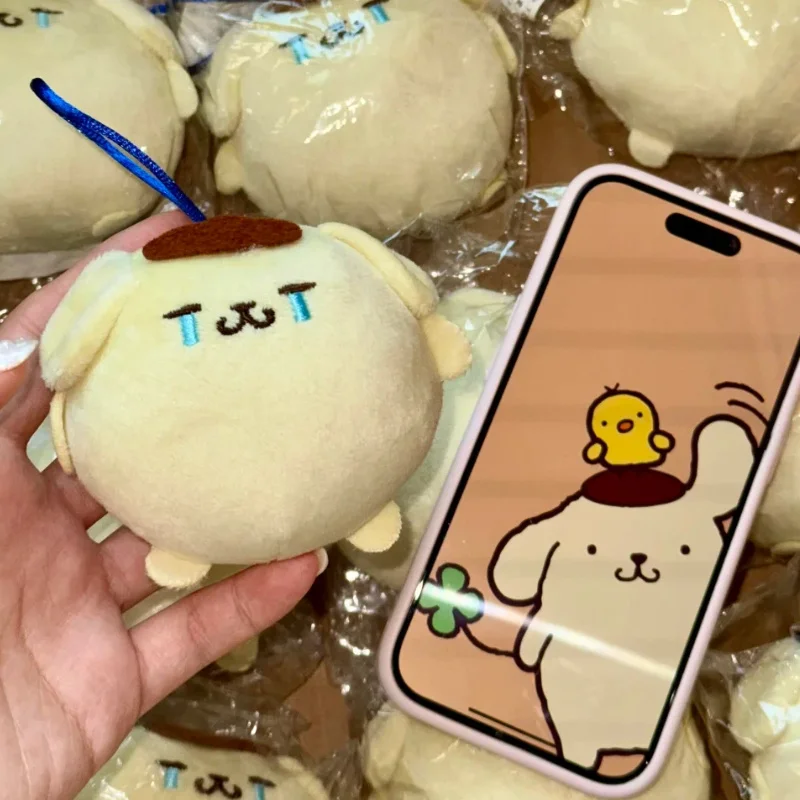 

In Stock Sanrio Cartoon Cute Kawaii Pompompurin Crying Soft 10cm Mini Doll Keychain Bag Charm Lovely Sad Dog Toy Backpack Gifts