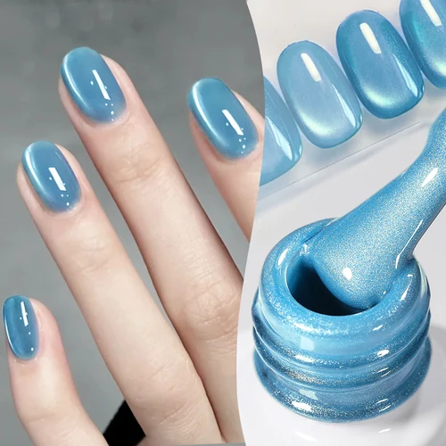 Imagen 1 del producto BORN PRETTY 10ml cuentas de vidrio azul gato Gel magnético Ultra brillo verano brillo semipermanente remojo de Gel UV barniz para decoración de uñas