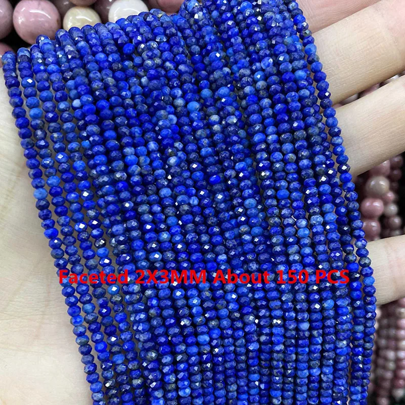 Natürliche Lapislazuli Runde Rohr Facettierte Lose Spacer Stein Perlen Für Schmuck Machen DIY Handgemachte Armbänder Halskette Zubehör
