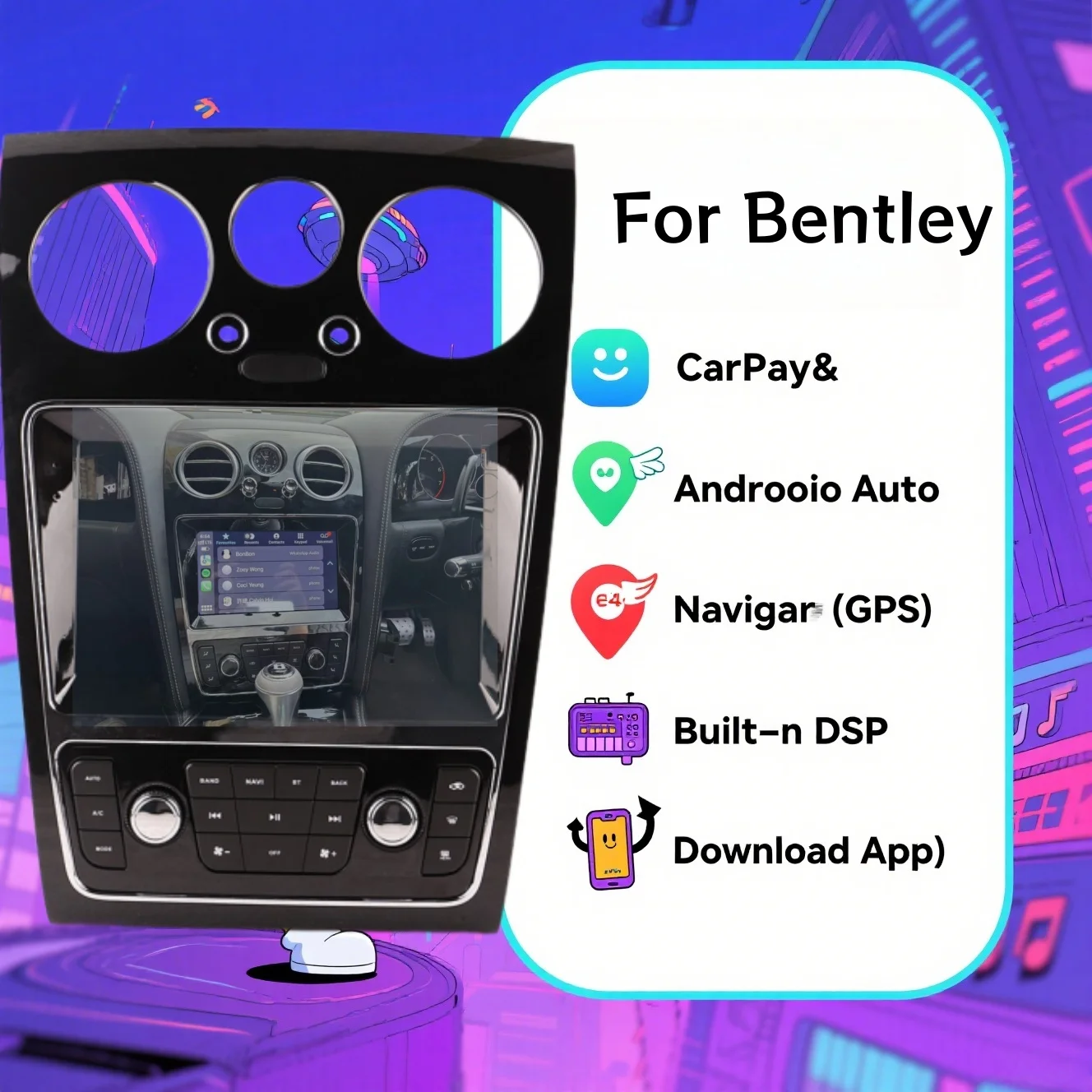 Instrumento android para bentley bentayga voando spur continental gt 2005/06-2019 gps rádio cluster painel velocímetro carro lcd