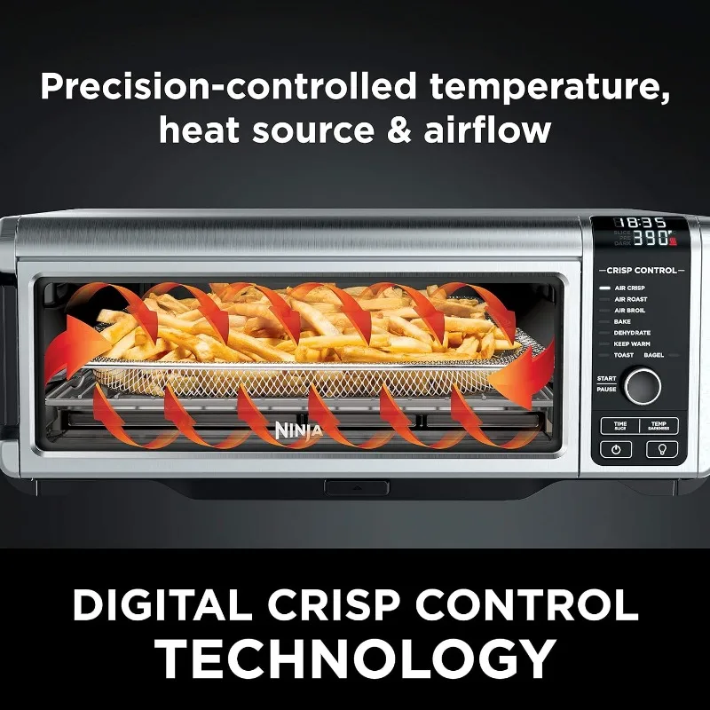 Ninja SP101 horno de encimera Digital Air Fry con funcionalidad 8 en 1, capacidad abatible hacia arriba y fuera para espacio de almacenamiento