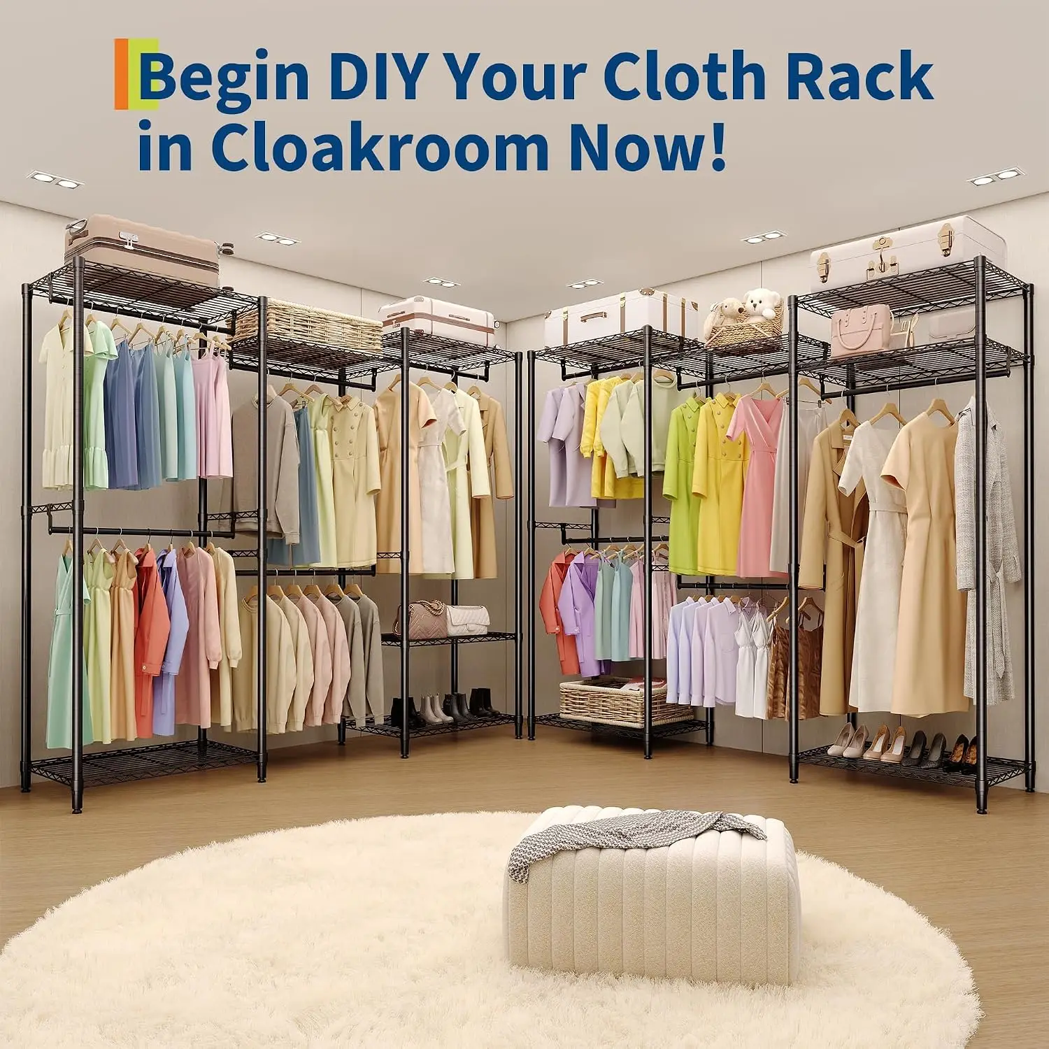 Garvee 5-Rod Simple Coat and Hat Rack Bedroom Dormitory Multi-functional Hanger Rack 76.5