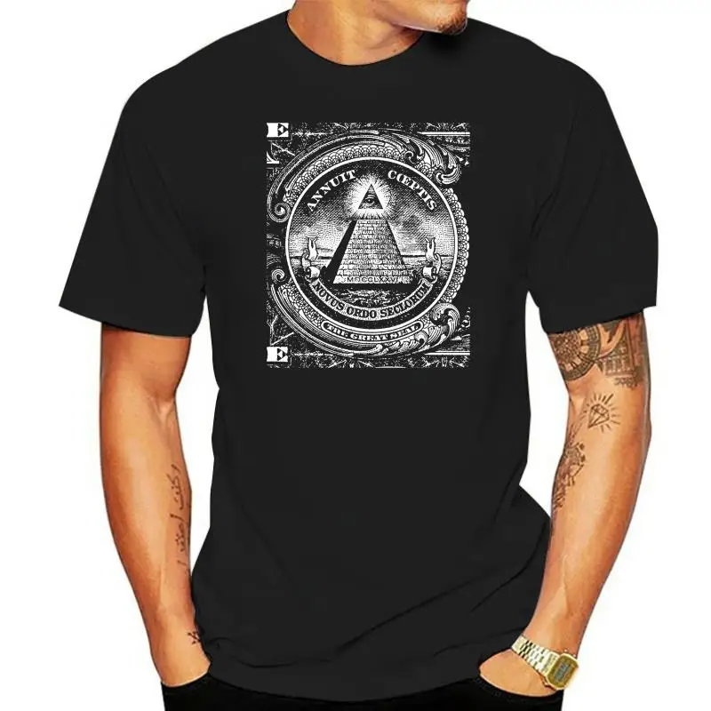 Dollar All Seeing Eye Illuminati Freemasons Pyramid T-Shirt 2022 Fashion Unisex Tee(1)