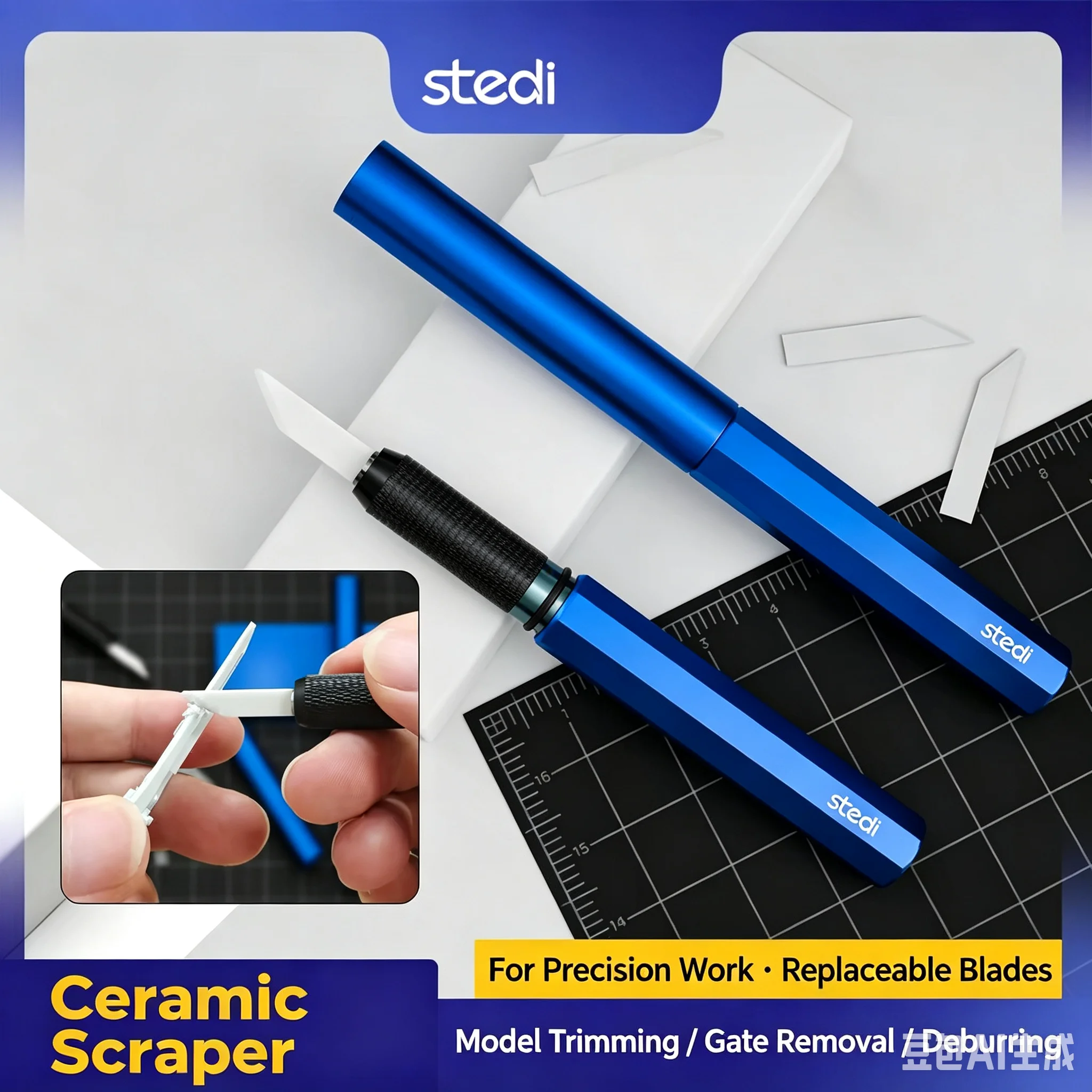 MS-39M/MS-200 Stedi Ceramic Scraper Modeling Scraper for Model Making Curved Step Scraper Kits Hobby DIY Too