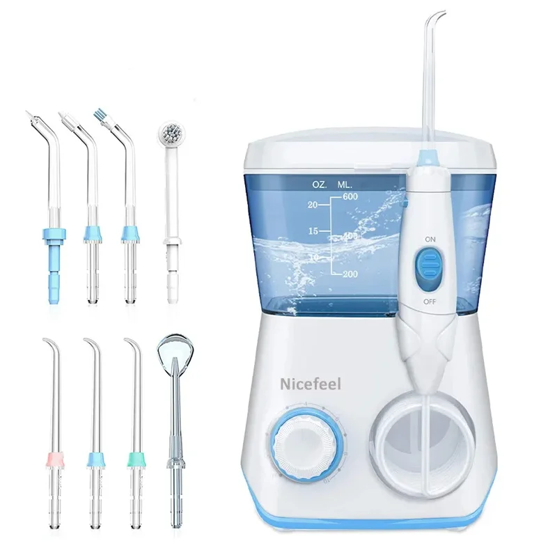 

Irrigator Teeth Cleaning Adjustable Pressure Water Flosser for Nicefeel Oral 600ML Dental Water Teeth Cleaner 8 Water Jet Tip