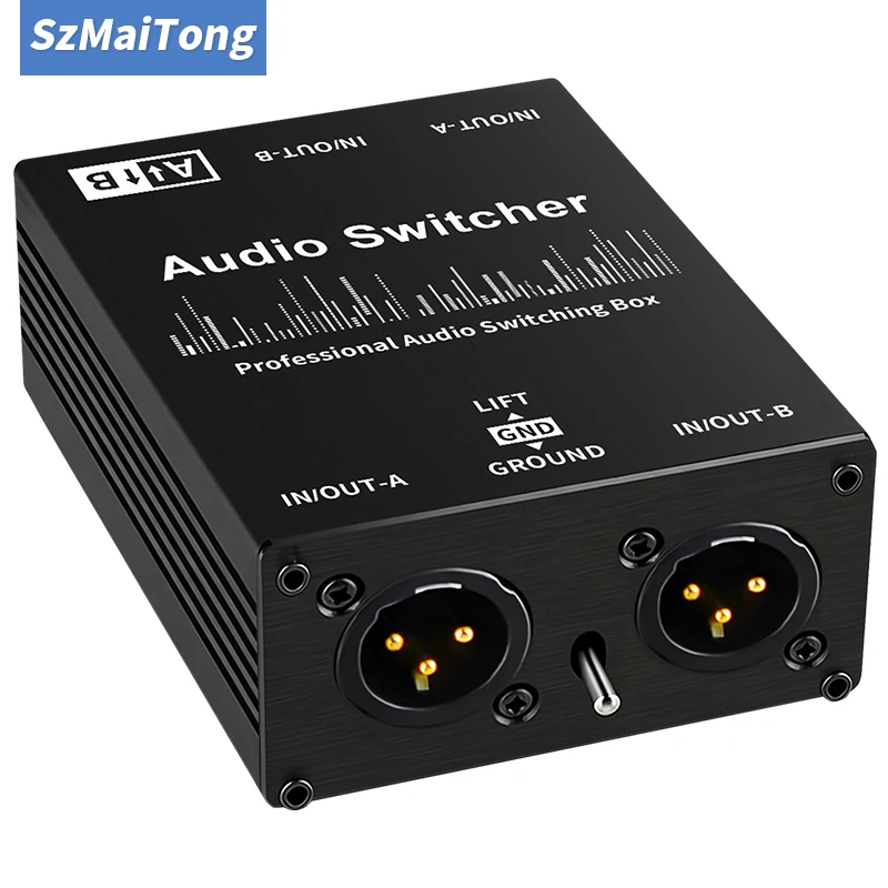 HIFI audio signal switching selector XLR/3.5mm 2 in 1 out, 1 in 2 out, for mixer decoder amp active speakers