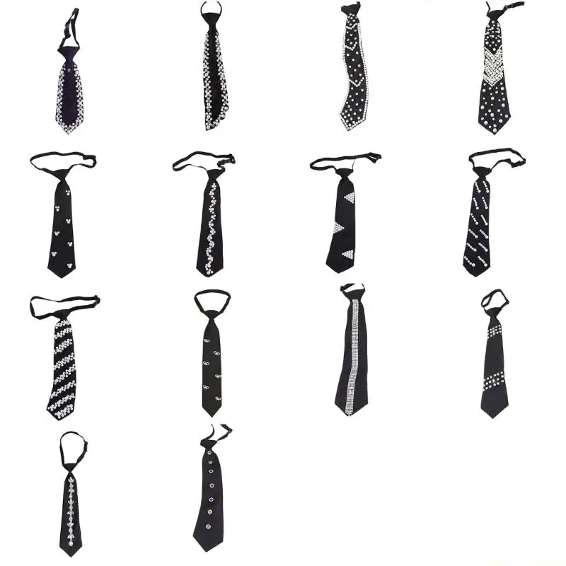 

31BF Refined Imitation Pearls Detailing Necktie Polyester Blend Sophisticated Look For Weddings Conferences Social Gatherings