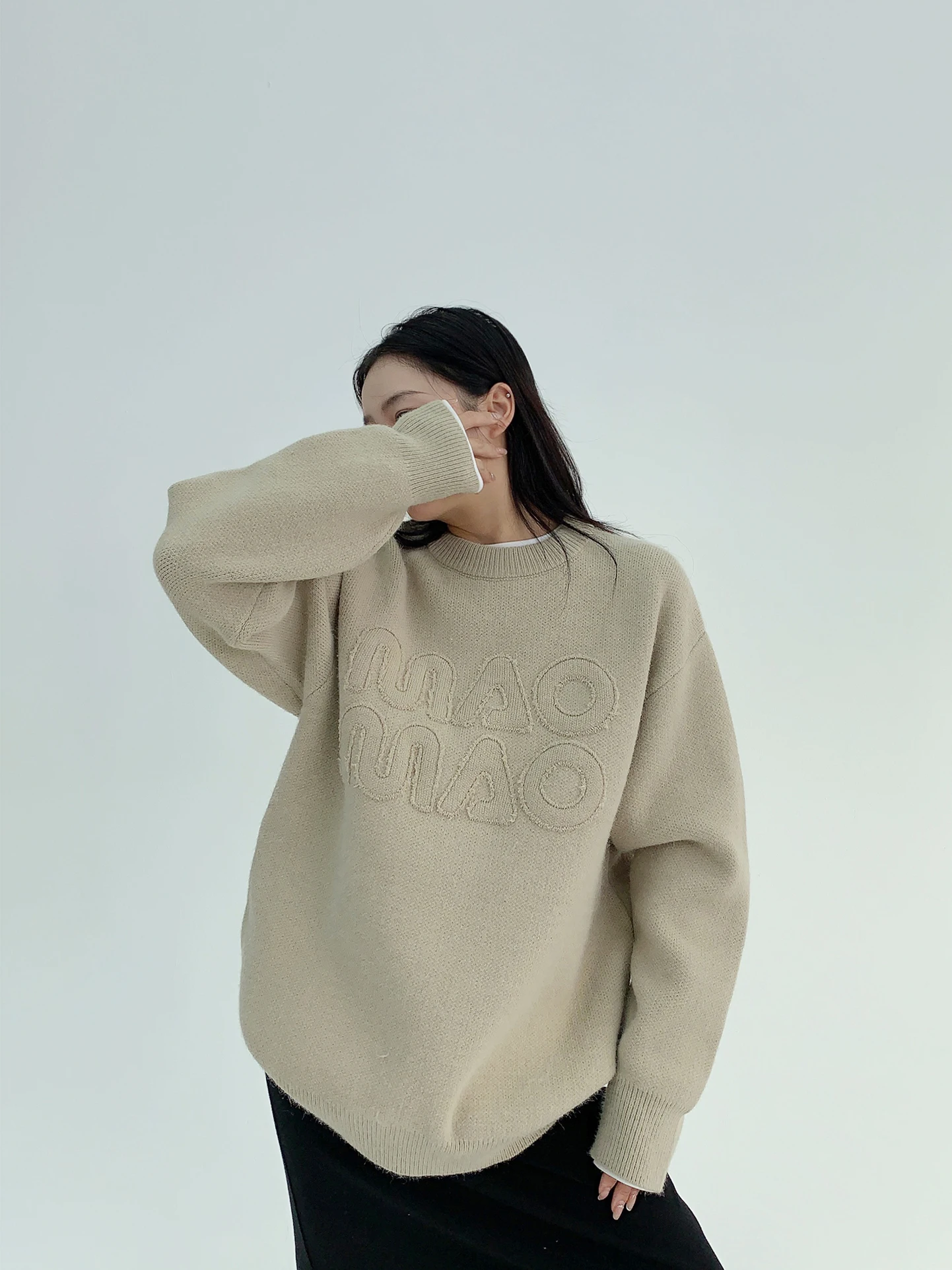 

Ретро-свитер в американском стиле с вышивкой и пэчворком, женский, свободный, теплый, из полиэстера, с длинными рукавами, круглый вырез горловины