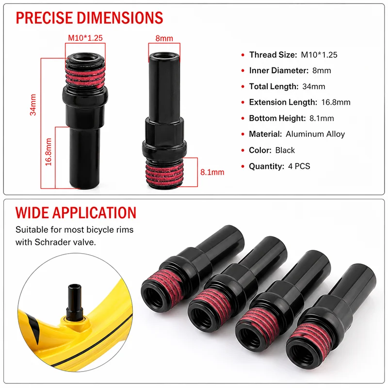 4PCS Aluminum Alloy Bicycle V-Brake Post Extender M10x1.25 Cantilever Brake Boss Extension for MTB Folding Bike