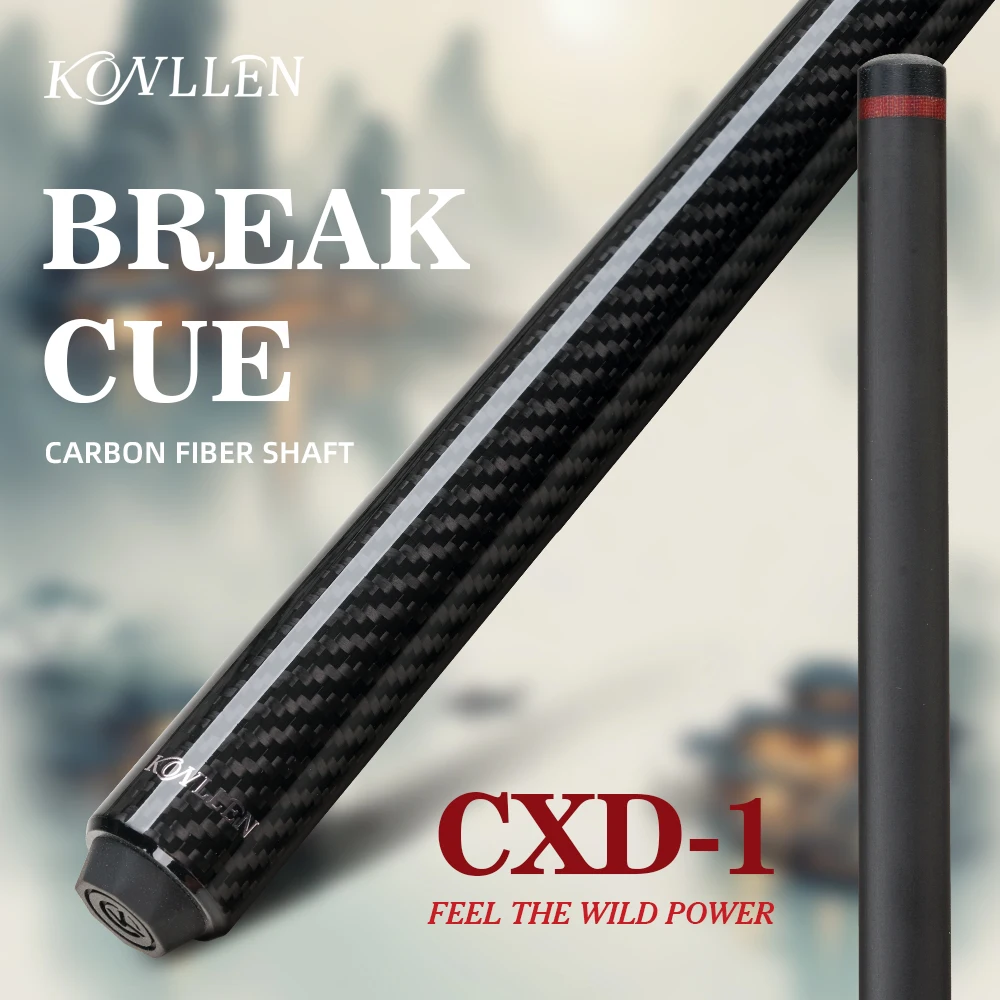 KONLLEN Punch cue Pool cue Stick Carbon Fiber Shaft 13mm Tip Break Cue 1/2 spint  58