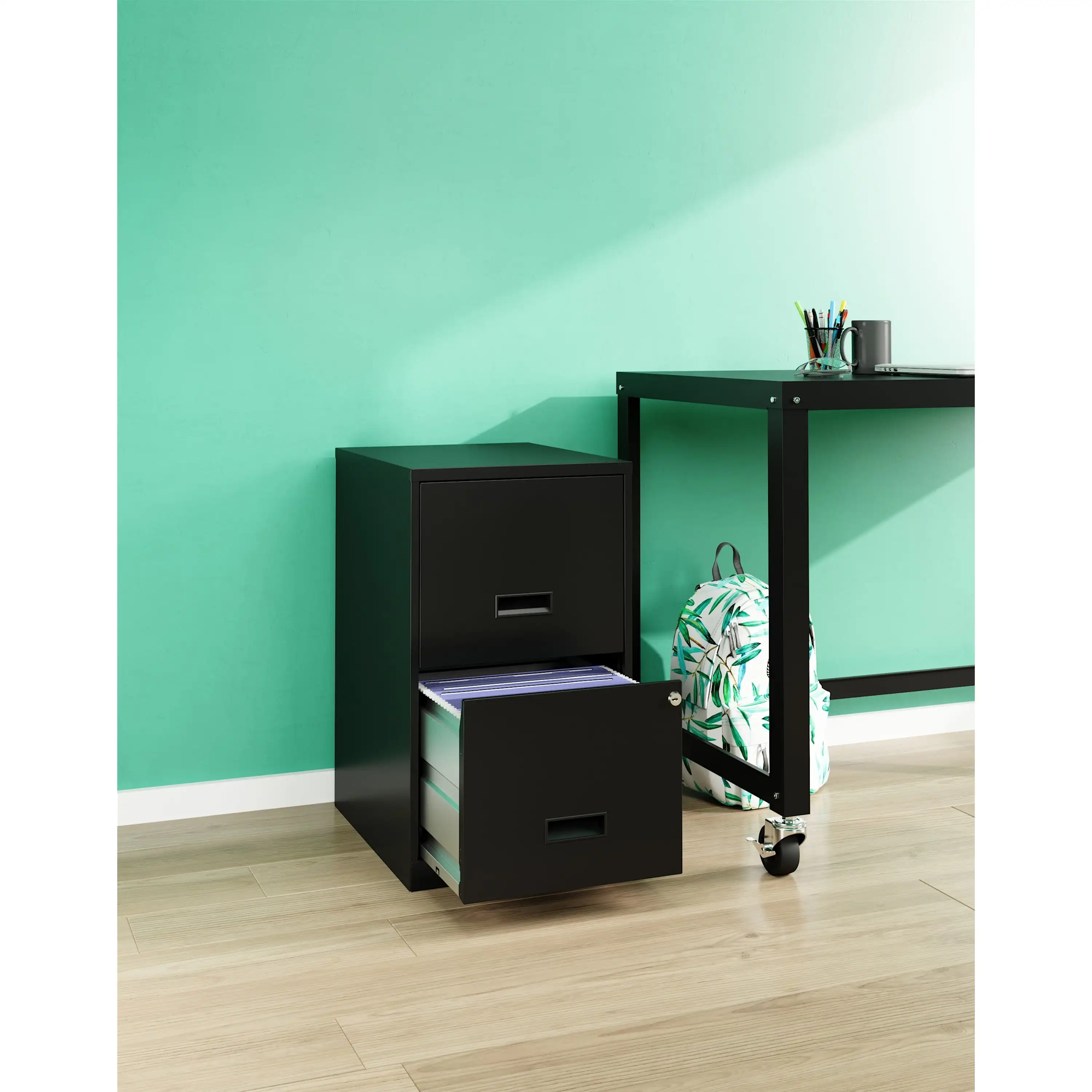 The 18" Deep 2 Drawer Letter Width Vertical File Cabinet, Black file cabinet  metal cabinet  filing cabinet  office cabinet