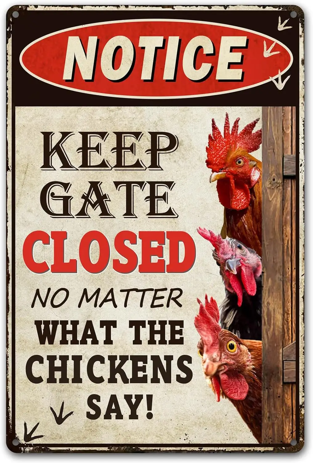 Bestylez Keep Gate Closed Sign Funny Chicken Coop Warning Sign Outdoor Chicken Decor 12