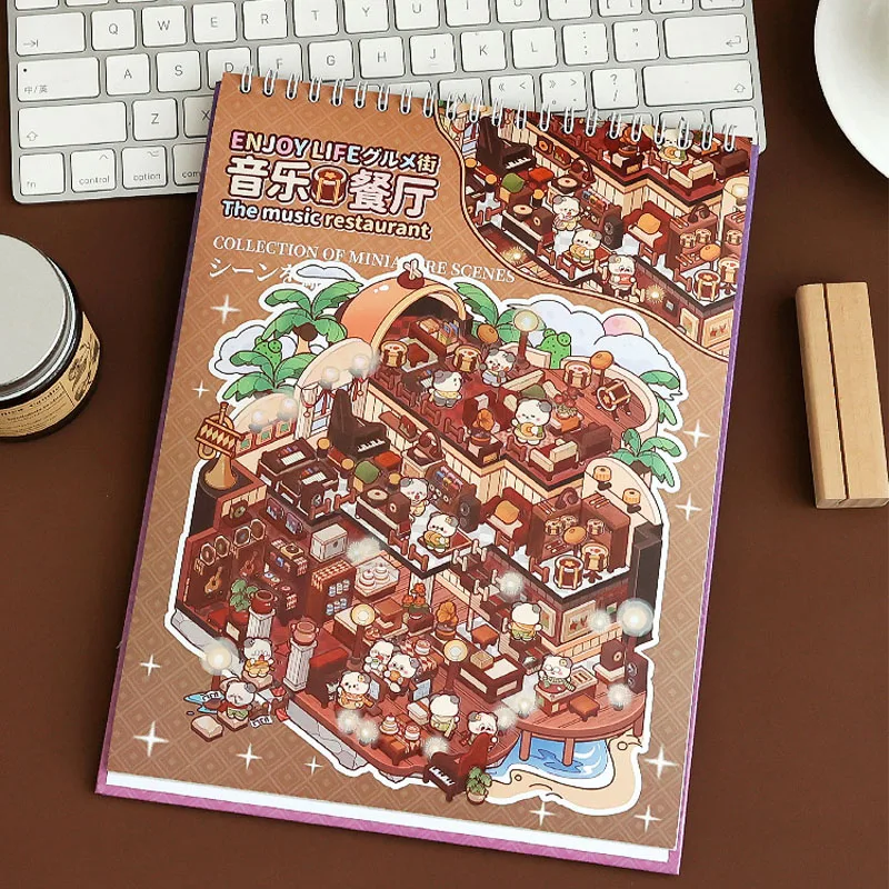 Neue PET Miniatur-Szenen-Kollektion Cartoon DIY 3D Taschenhütten-Szenen-Aufkleber 3D Visuelle Stapelbare Zelt-Aufkleber Dekoration – Detail 6