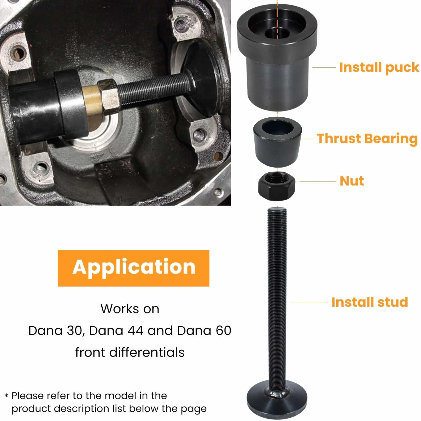 Inner Axle Side Seal Installation Tool For Dana 30/44/60 Front Rear Differentials For Chevrolet/GMC/Dodge/Ford/Jeep/ Volvo