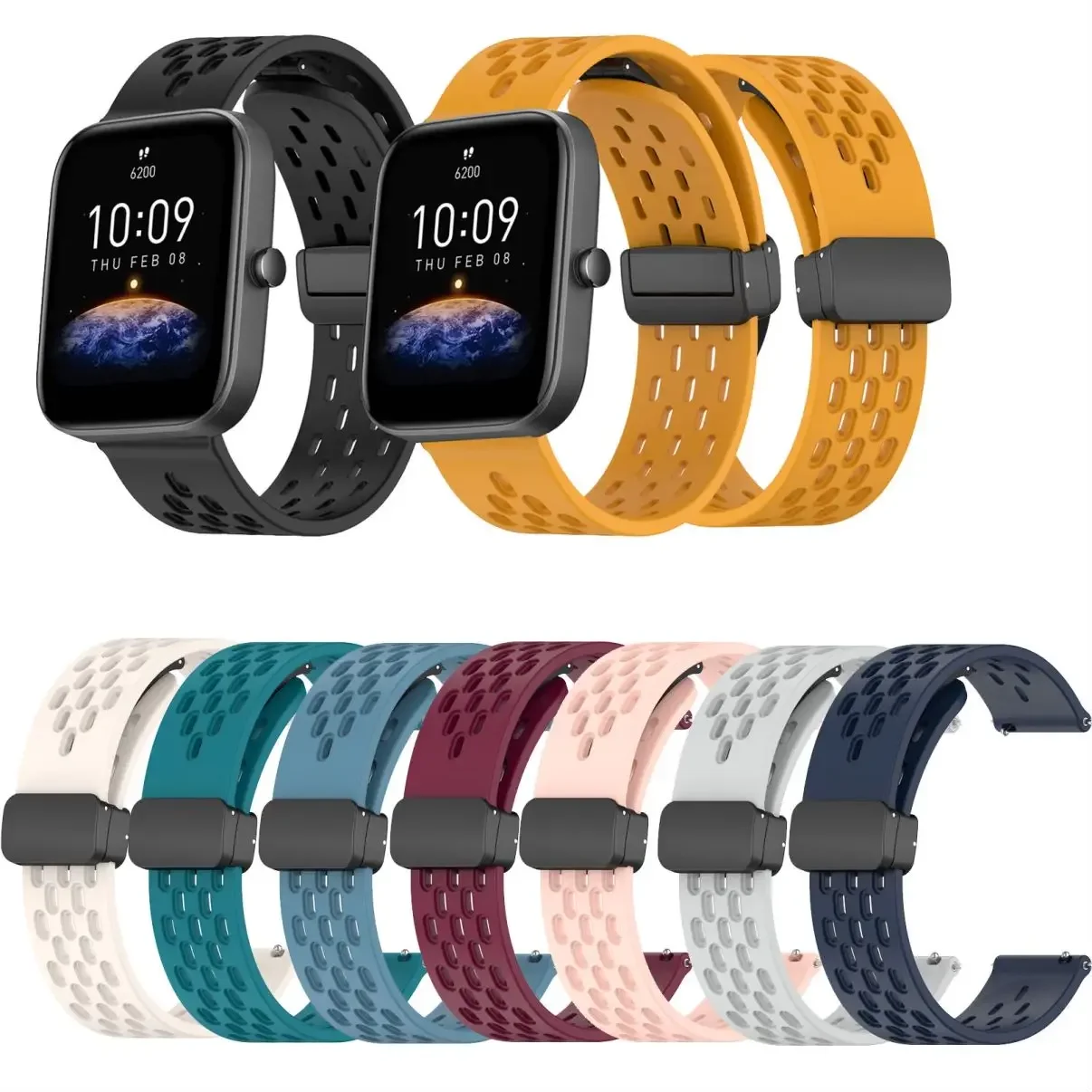 

Soft Silicone Strap Magnetic Clasp Watch Band for Huami Amazfit Bip Lite Bip S U Pro Bip 3 pro Active Neo Bip 5 pro Bip5 Unity