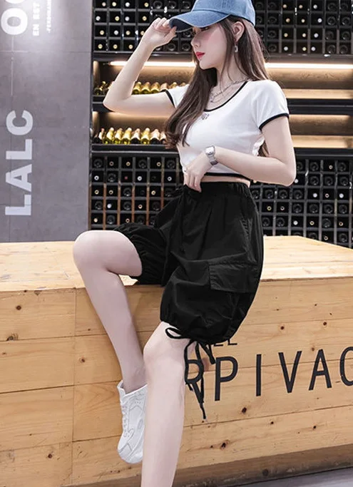 Fashion Shorts Women Summer LooseWide Leg Short Pants Casual  Large Pocket Lantern Pants