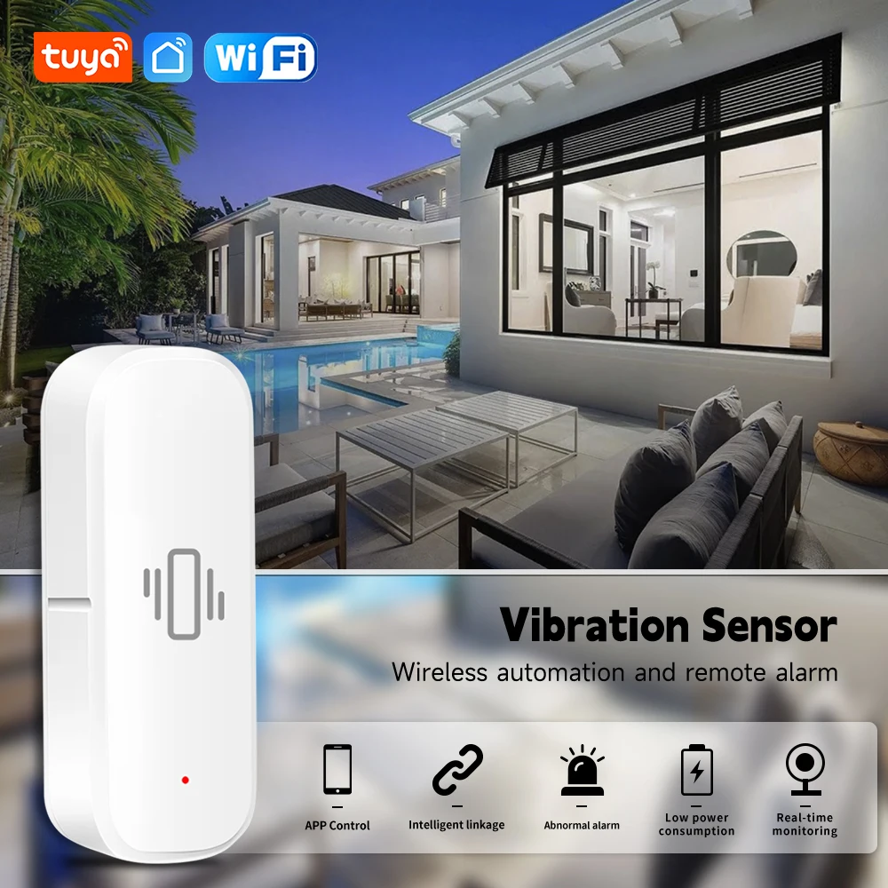 Tuya Smart Home WiFi Vibration Sensor Realtime Monitor App Remote Control Alarm Tuya sensor Security Protection Home Security