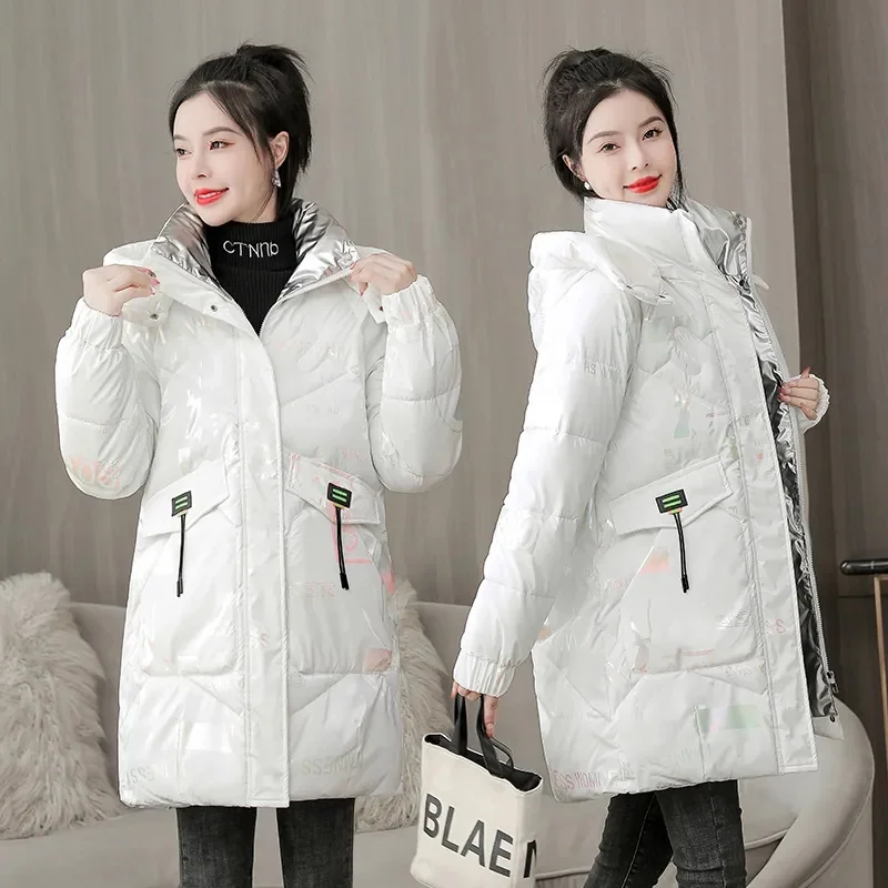 

2023 New Winter Parka Thick Down Cotton Pdded Jacket Women Overcoat Fashion Hooded Casual Loose Long Parkas Mujer Puffer Coat