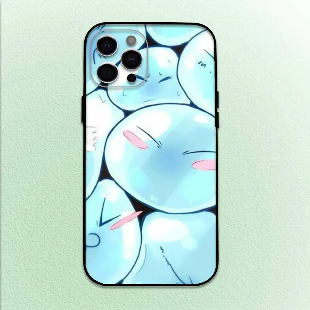 حافظة هاتف S-Slime R-Rimuru لهاتف iPhone17,16,15,14,13,12,11 Plus,Pro Max غطاء أسود ناعم