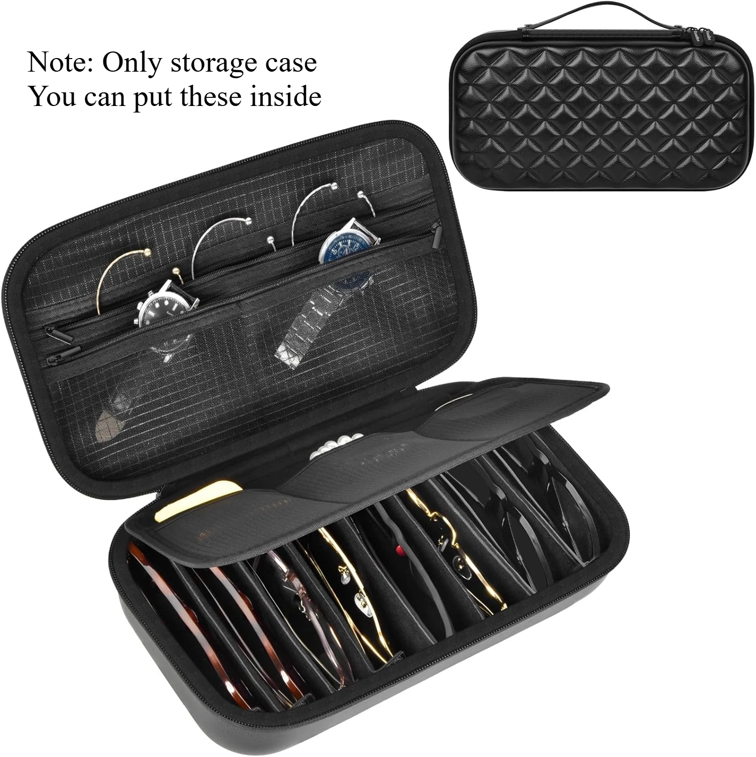 

Чехол-органайзер для солнцезащитных очков, держатель для очков для нескольких пар очков, дорожное хранилище для солнцезащитных очков с регулируемыми отделениями на 8 слотов