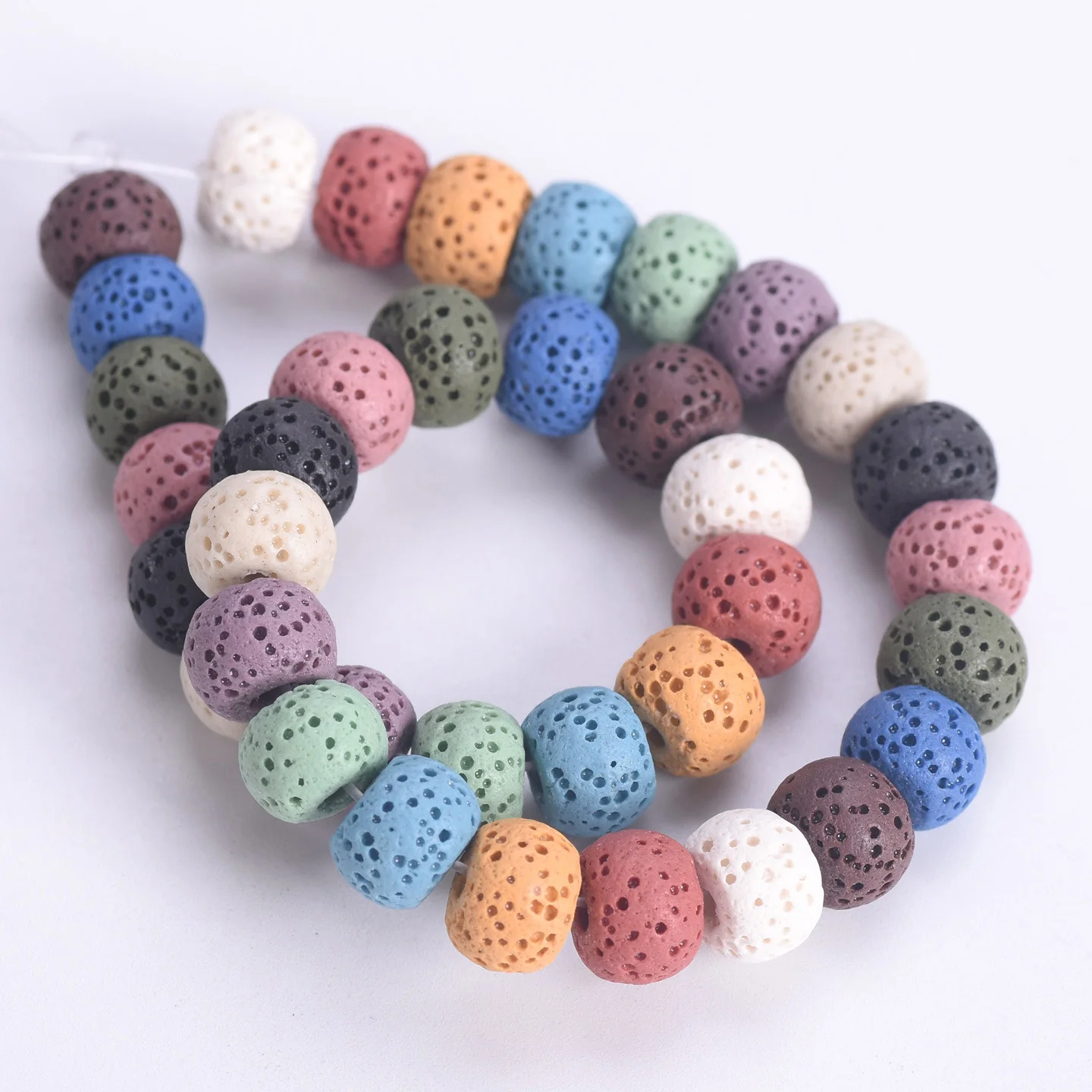 

20pcs Natural Volcano Lava Stone 8x6mm 10x7mm Rondelle Drum Shape Crafts Beads For Jewelry Making DIY Bracelet Findings Supplies