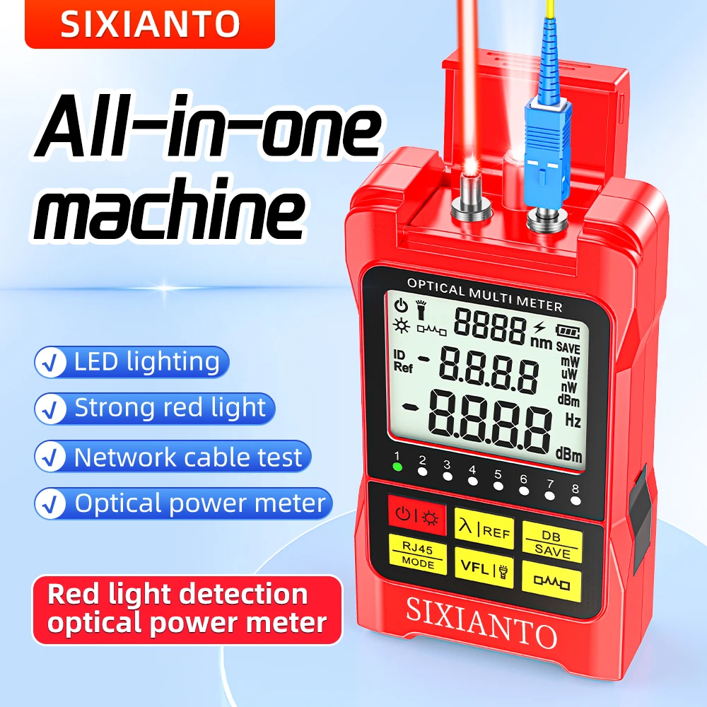 SIXIANTO Mini Optical Power Meter All-in-one Unit with RJ45, Rechargeable Option, (-70)-(+10)dBm With a Line Finder