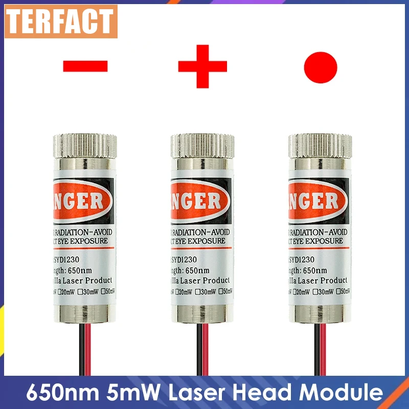 650nm 5mW Red Point / Line / Cross Laser Module Head Glass Lens Focusable Industrial Class