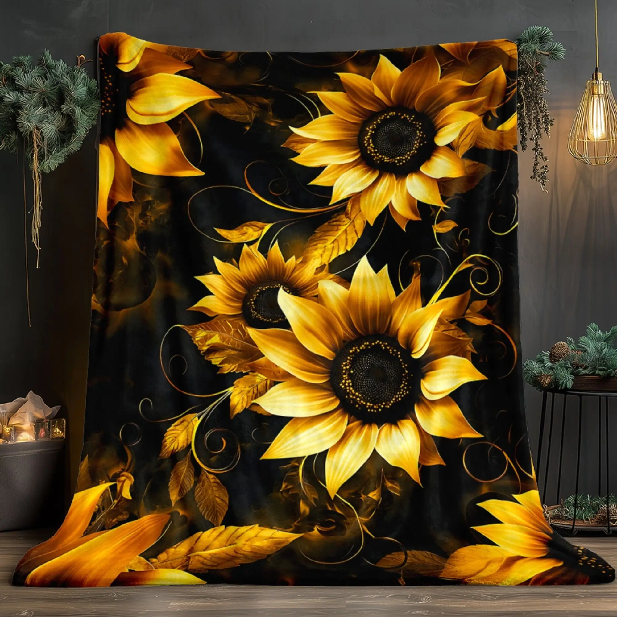 Wild Daisy Throw Blanket  White Chamomile Flowers Green Meadow Natural Floral Scenery Art Decor for Sofa Bedroom Couch Blanket