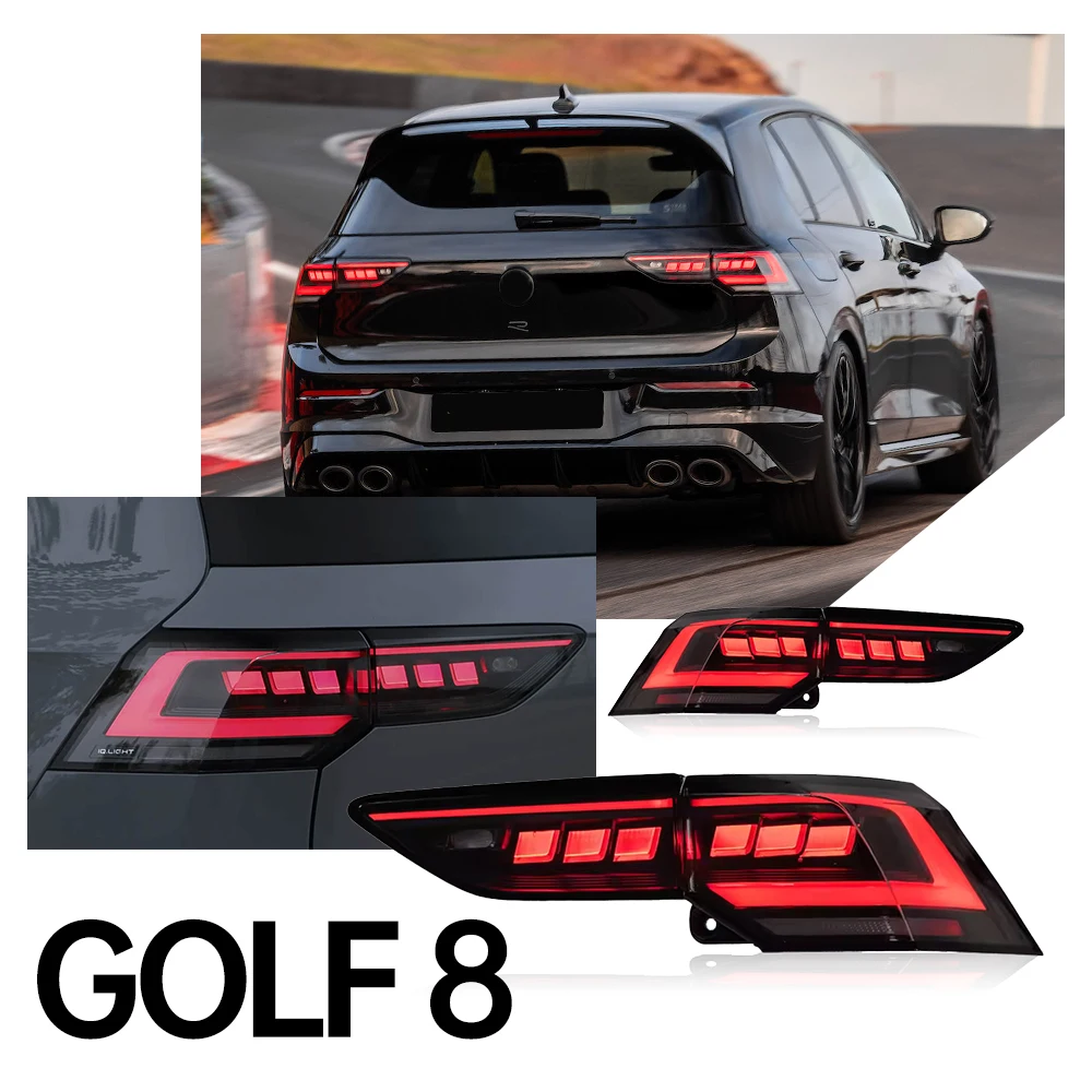 Car Tail Lamp for Golf 8 Tail Lights 2020-2024 Mk8 Rear Stop Drl Brake Auto Accessories Plug and Play 4Pcs