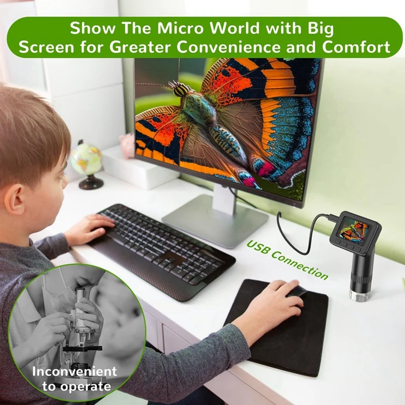 Microscope For Kids 50X-1000X Magnification IPS HD Screen, 2-31MP Photos, 1080P Video, 2-Hour Battery Life, Easy Carry