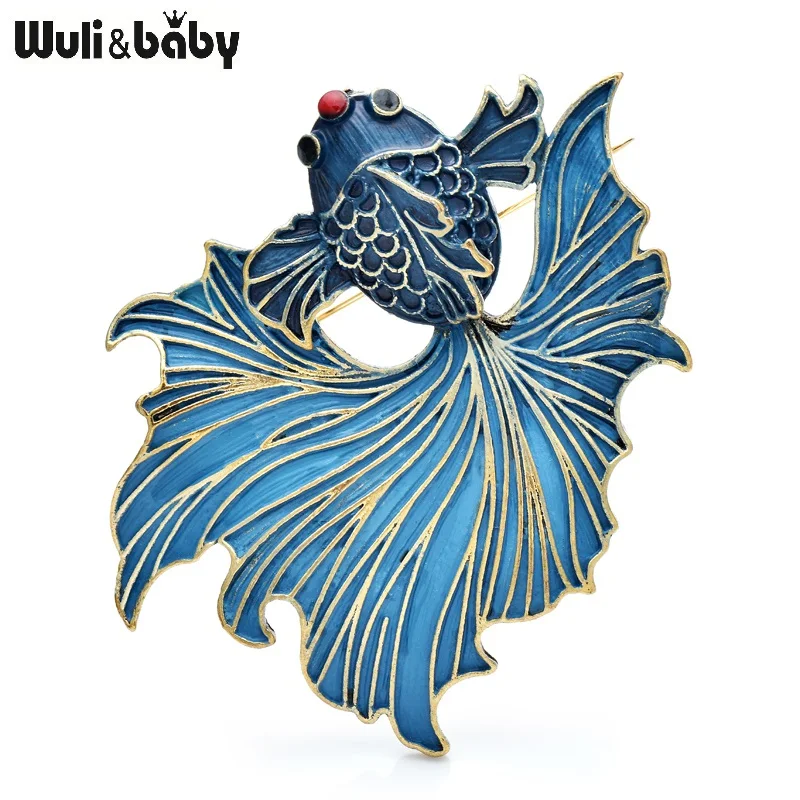 

Wuli&baby New Series Golden Fish Brooches For Women Unisex Beautiful Vintage Water Animal Party Office Brooches Pins Gifts