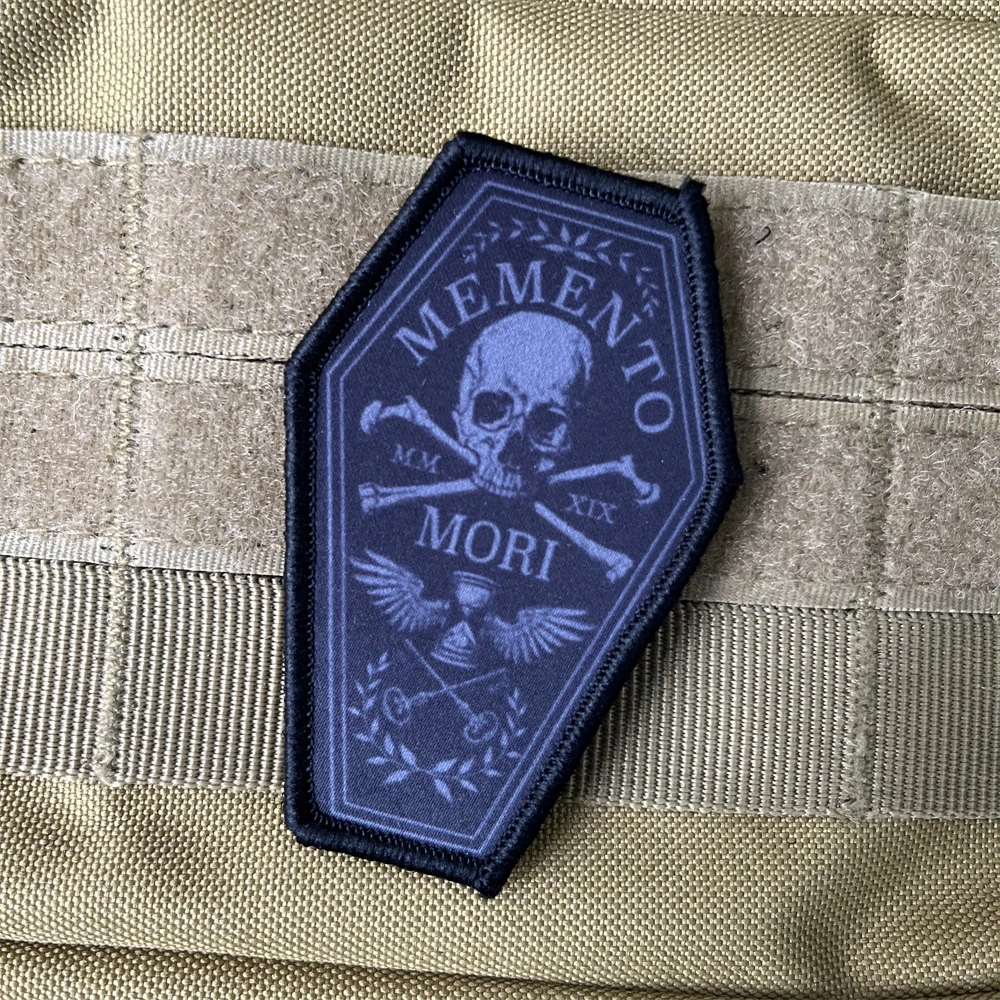 MEMENTO MORI Morale Badge Patch Skull Printed Patches Tactical Backpack Hook and Loop Stickers