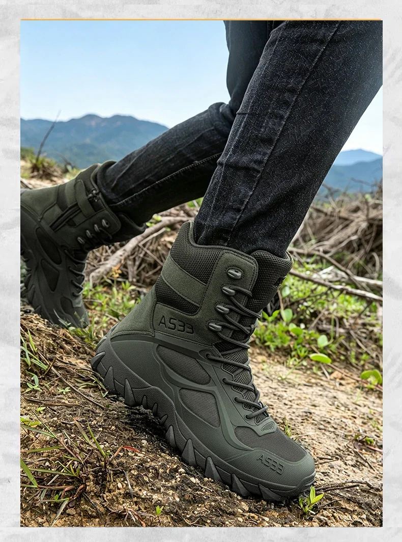 Herren Neue Armee-Stiefel Outdoor Wasserdichte Ultraleichte Arbeits-Taktische Stiefel Schnür-Camping-Stiefel Rutschfeste Hochwertige Wüstenstiefel – Detail 23