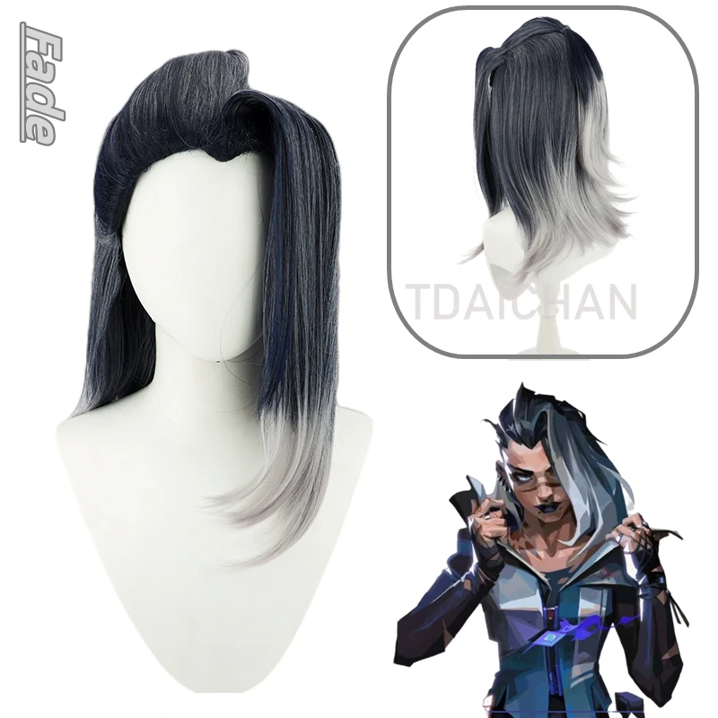 VALORANT VIPER Fade Cosplay Wig Three-color Gradient Hair Cos Props Wig Woman Cosplay Wigs Heat Resistant Synthetic Hair 50cm