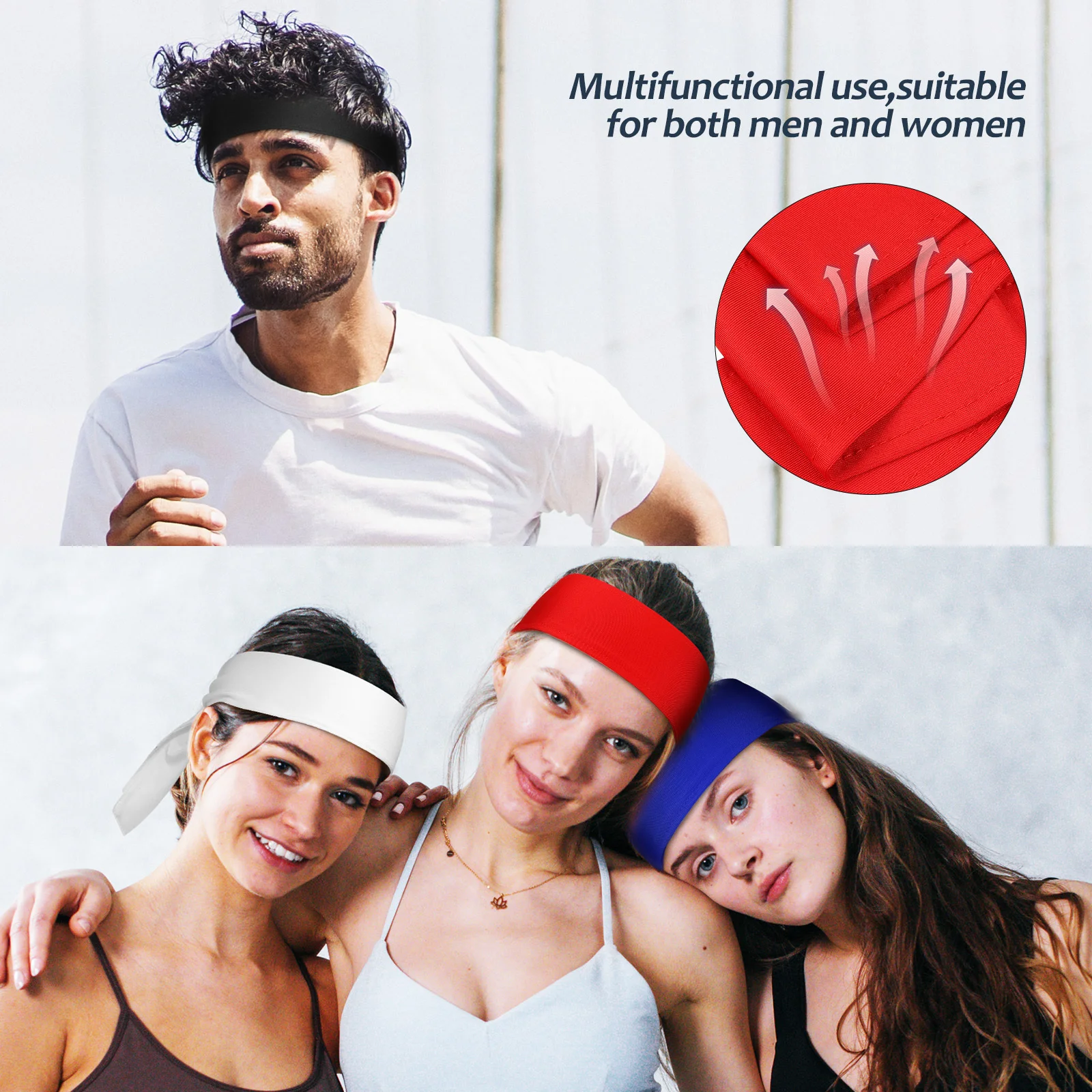 4 قطع من عصابات الرأس الرياضية القابلة للتمدد ماصة للعرق، مرنة قابلة للتنفس وغير قابلة للانزلاق، عصابة رأس للجري واليوجا واللياقة البدنية