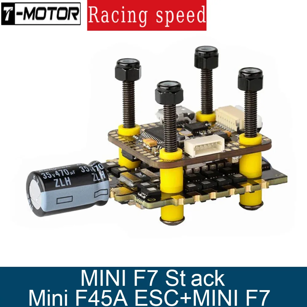 

T-Motor MINI F7 Stack FC+ESC - BMI270 OSD 3-6S BLHeli32 4in1 DShot600 W/F45A for RC FPV Drones