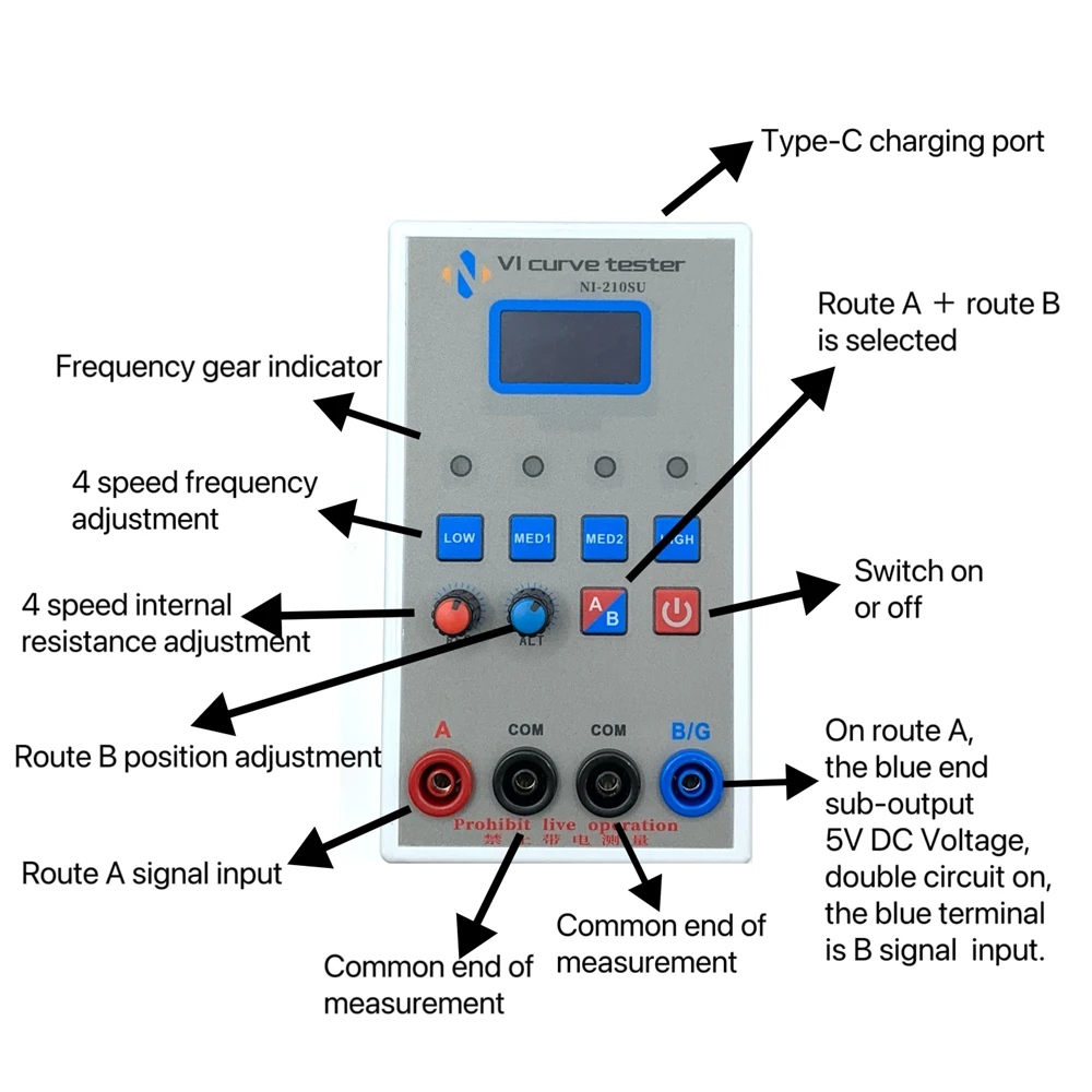 OLED Display 2 Channel Handheld VI Curve Tester ASA Circuit Board Online Repair Tester 4 Frequency Adjustable