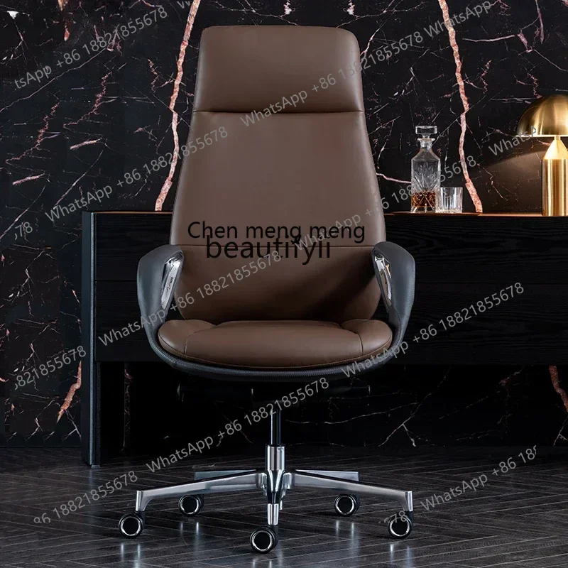 

182AItalian light luxury leather boss office, study computer, comfortable class, president swivel chair can lie down