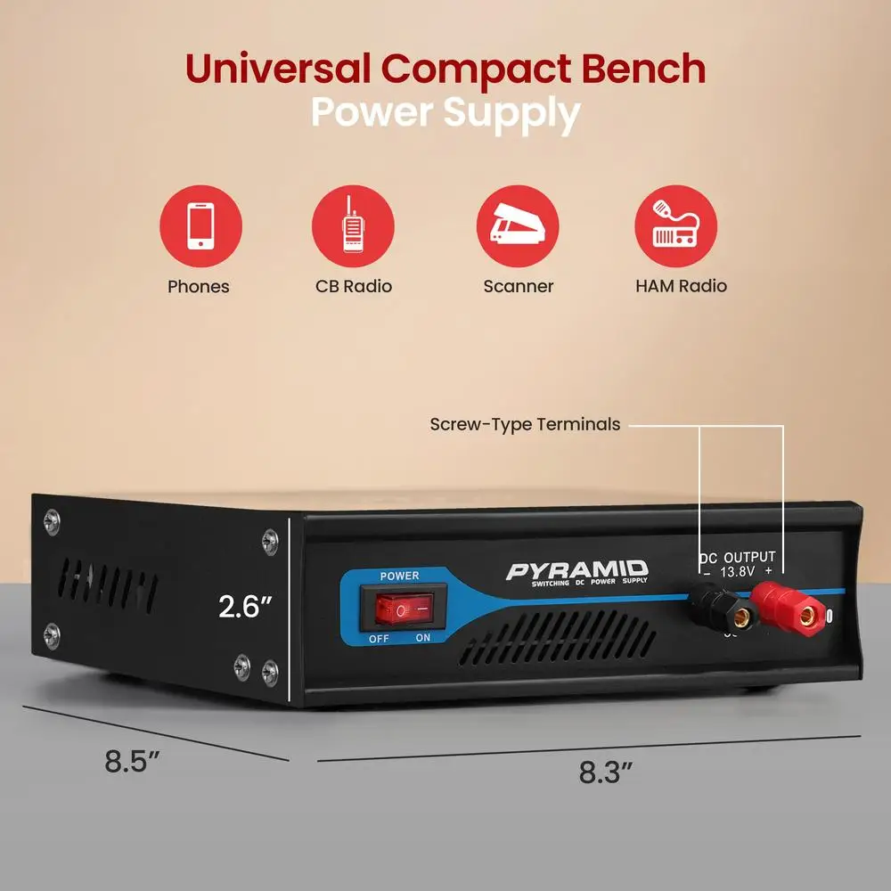 Bench Power Supply Converter 30A 13.8V Regulated DC Voltage Screw Terminal Plug-in Clamp Kit AC-to-DC Switchable