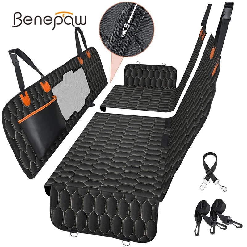 Benepaw 6 in1 Dog Car Seat Cover Waterproof Mesh Visual Window Hammock Durable Nonslip Pet Back Seat Protector For Trucks SUVs